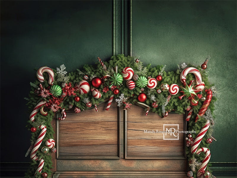 Kate Green Christmas Headboard Backdrop Candy Cane Designed by Mandy Ringe Photography