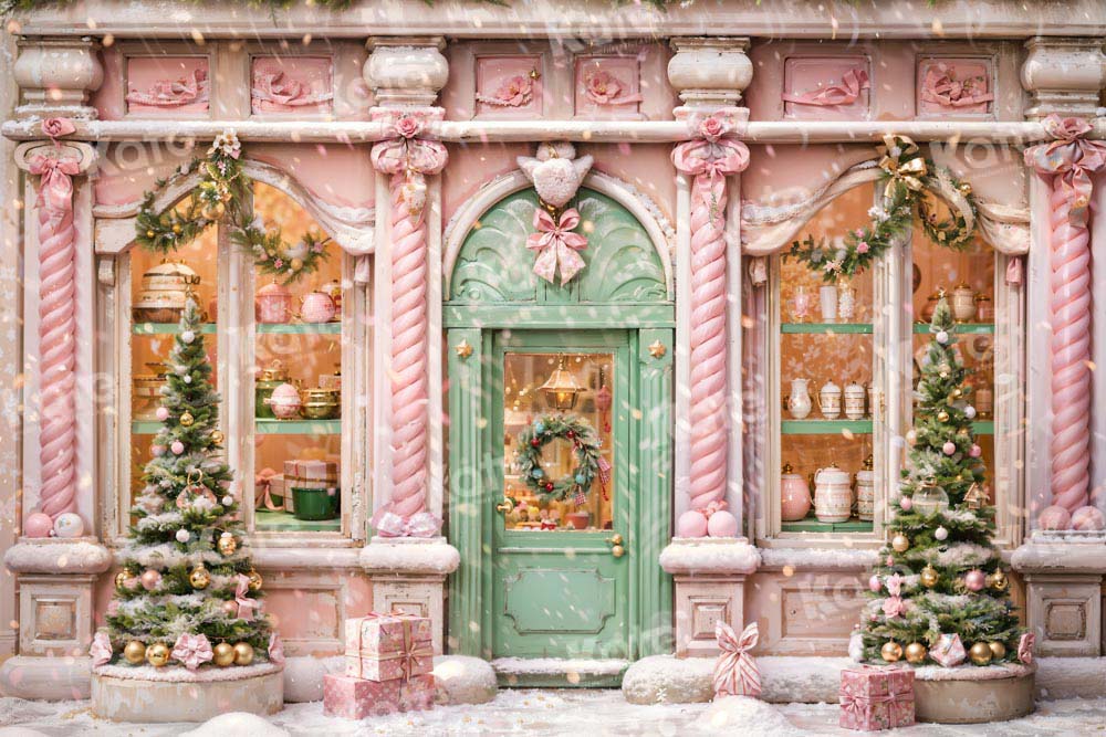 Kate Pink Snow Christmas Backdrop Designed by Chain Photography