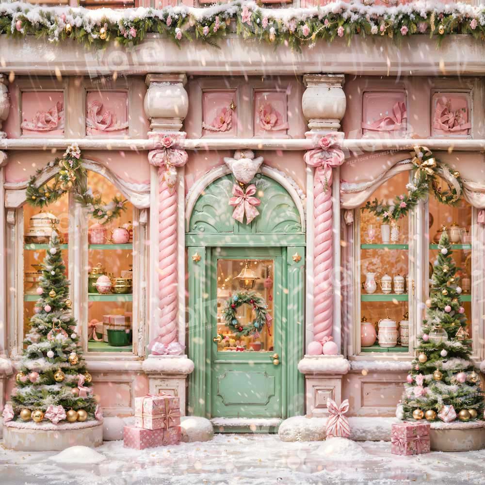 Kate Pink Snow Christmas Backdrop Designed by Chain Photography