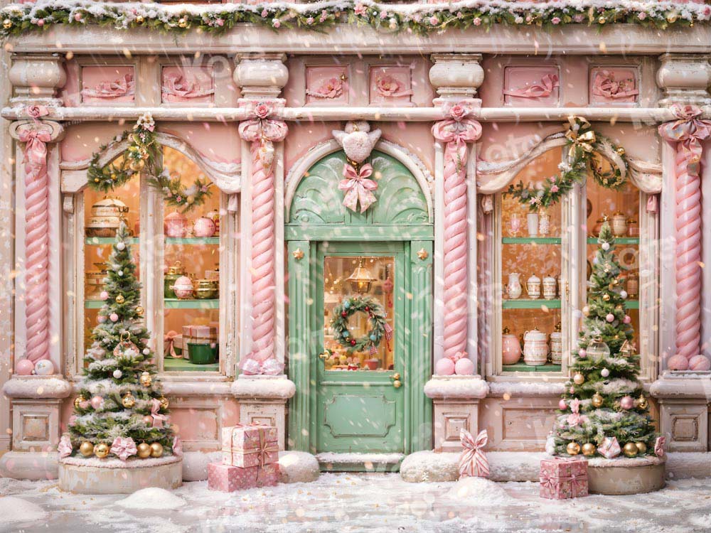 Kate Pink Snow Christmas Backdrop Designed by Chain Photography