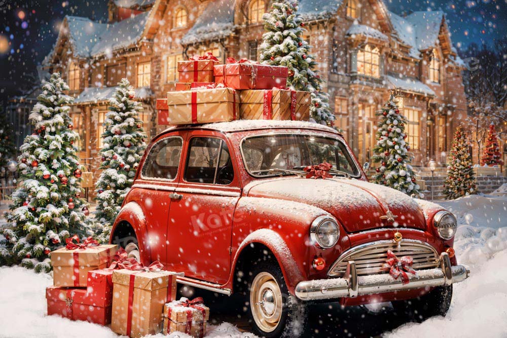 Kate Winter Christmas Red Car Backdrop Designed by Chain Photography - Kate Backdrop AU