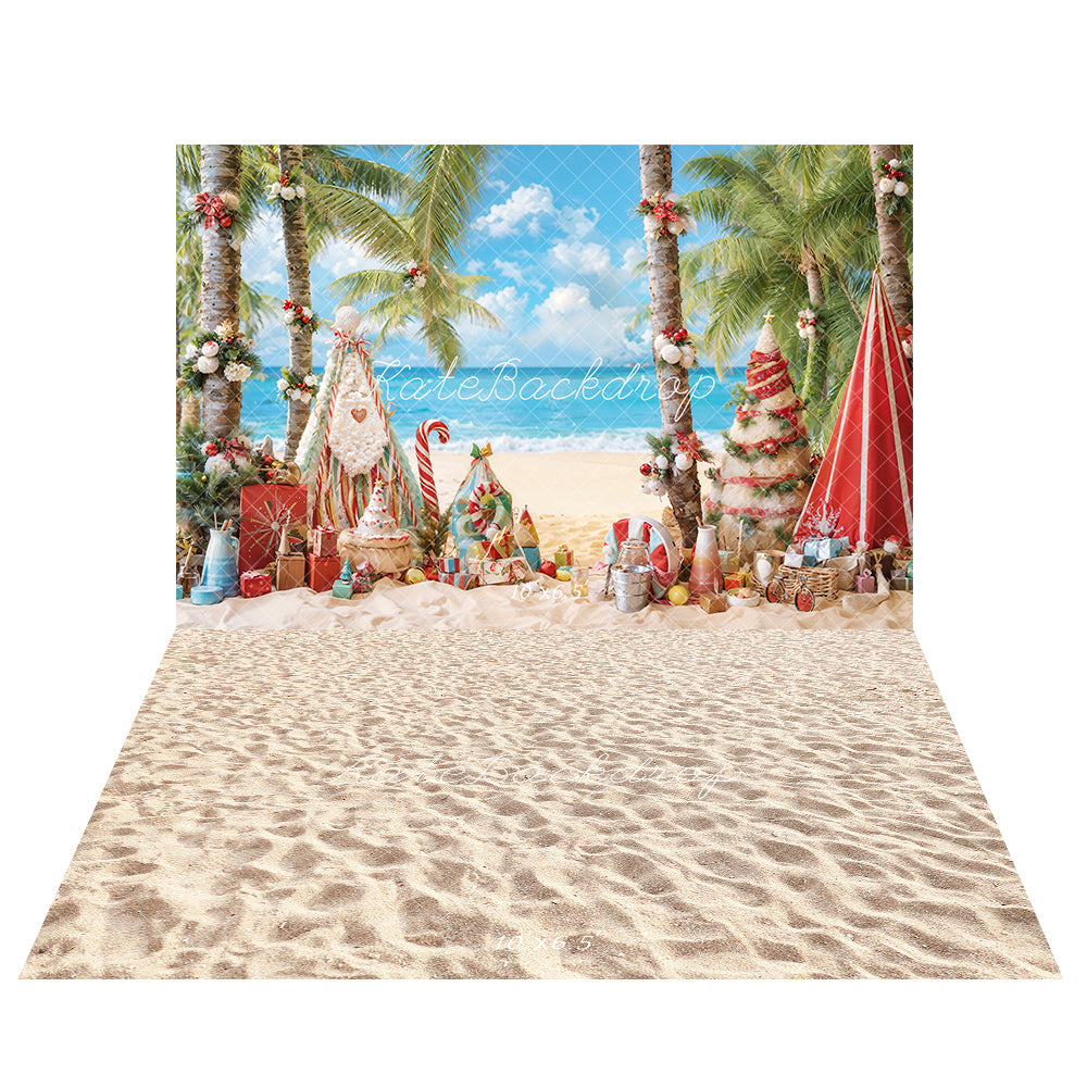 Kate Beach Christmas Backdrop+Sand Floor Backdrop