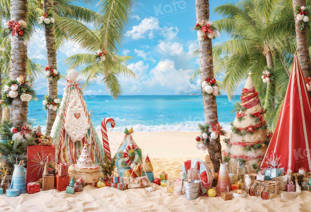 Kate Beach Vacation Christmas Backdrop Designed by Emetselch