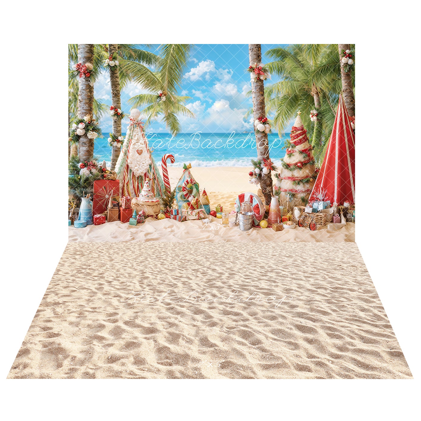 Kate Beach Christmas Backdrop+Sand Floor Backdrop