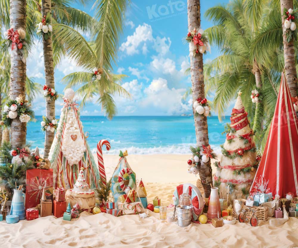 Kate Beach Vacation Christmas Backdrop Designed by Emetselch