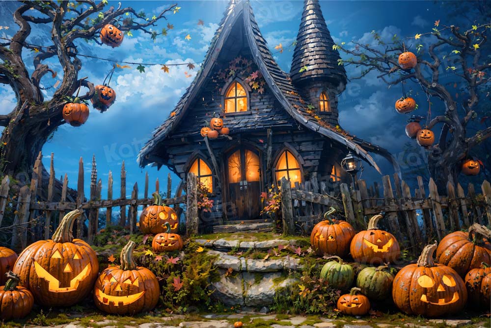 Kate Halloween Pumpkin House Backdrop Designed by Chain Photography