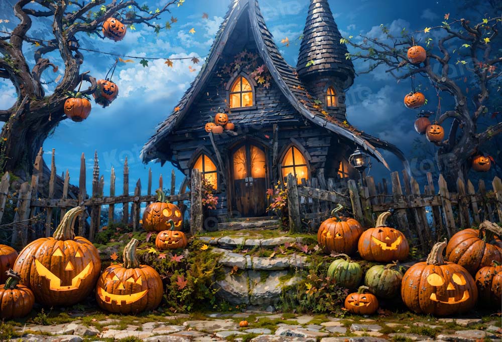 Kate Halloween Pumpkin House Backdrop Designed by Chain Photography - Kate Backdrop AU