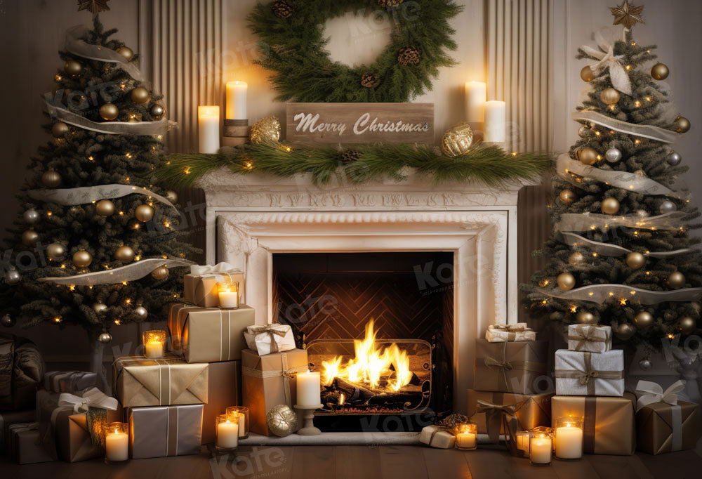 Kate Merry Christmas Fireplace Backdrop Designed by Emetselch