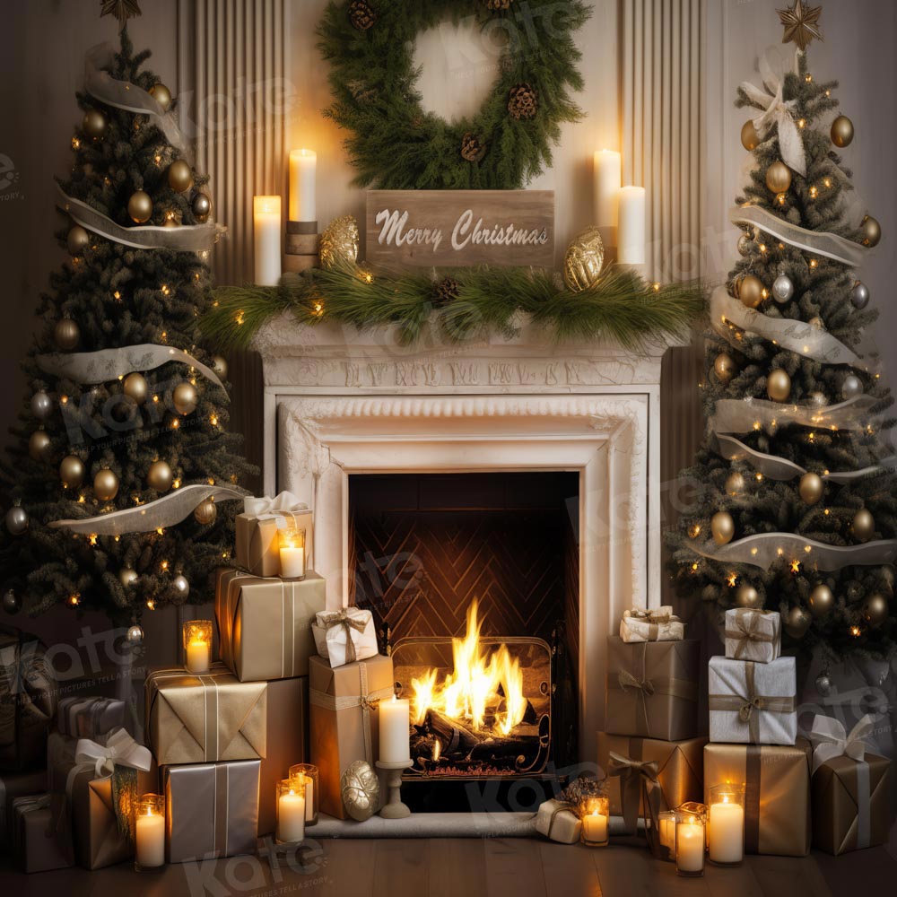 Kate Merry Christmas Fireplace Backdrop Designed by Emetselch