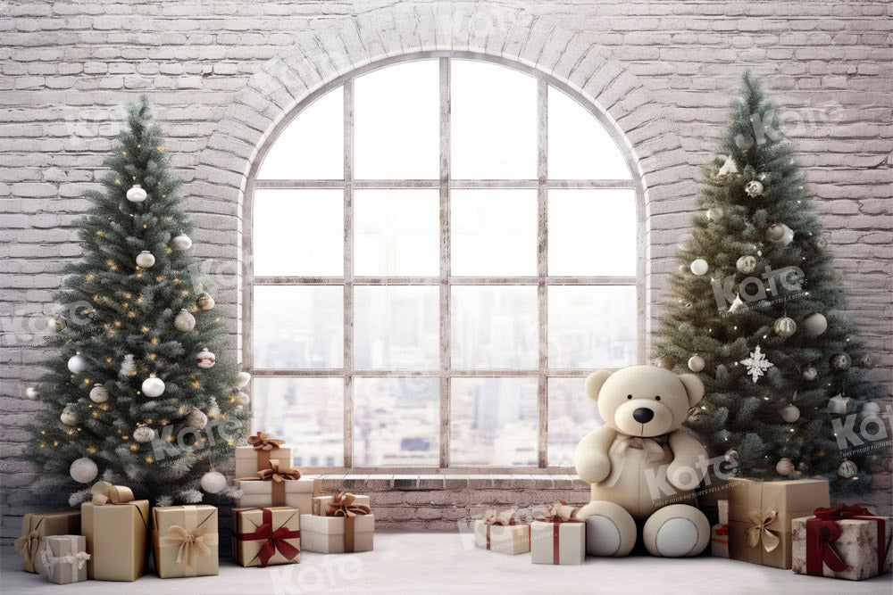 Kate Winter Christmas Tree Backdrop Gift Bear Designed by Chain Photography - Kate Backdrop AU