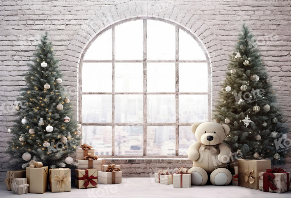 Kate Winter Christmas Tree Backdrop Gift Bear Designed by Chain Photography - Kate Backdrop AU