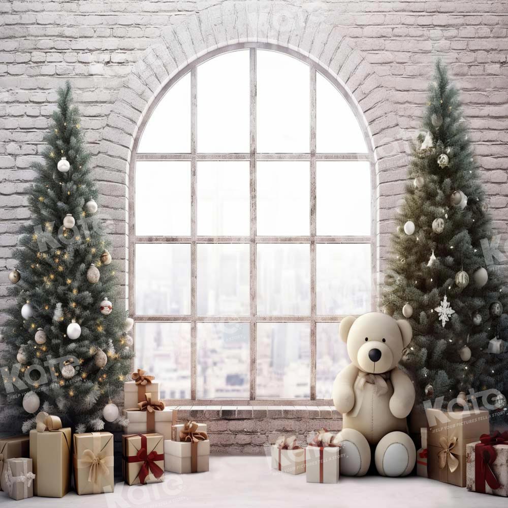 Kate Winter Christmas Tree Backdrop Gift Bear Designed by Chain Photography - Kate Backdrop AU