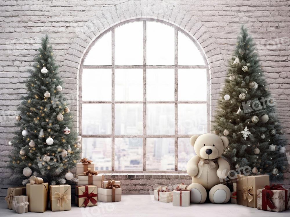 Kate Winter Christmas Tree Backdrop Gift Bear Designed by Chain Photography - Kate Backdrop AU