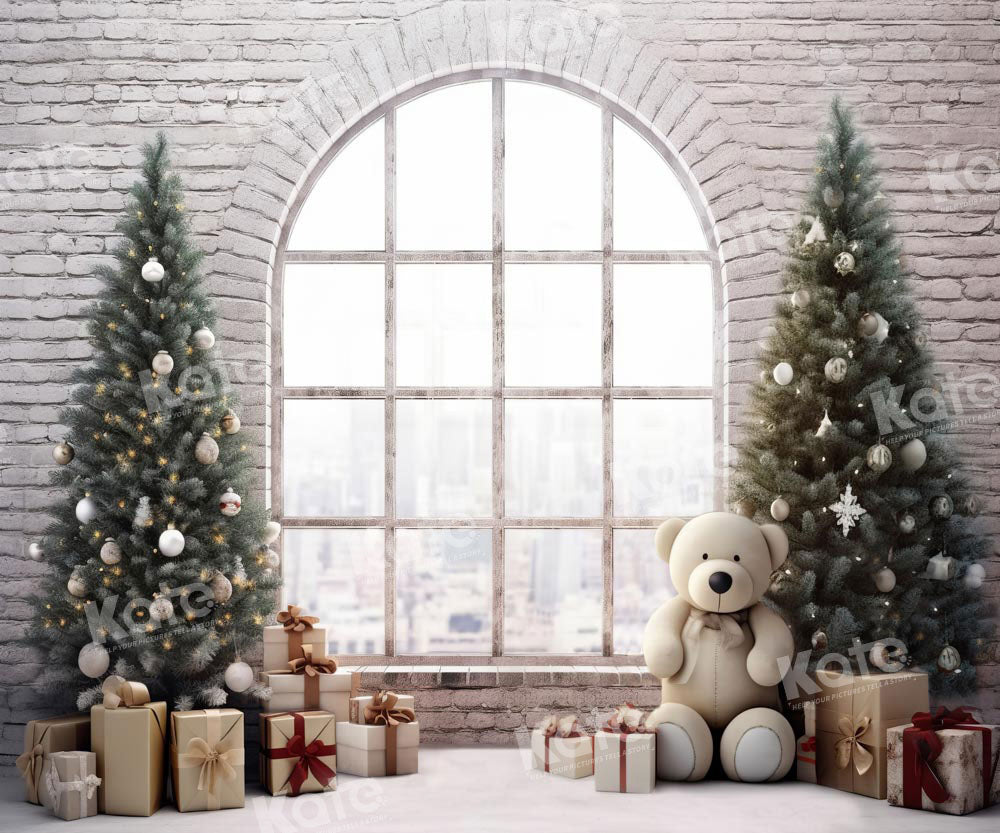 Kate Winter Christmas Tree Backdrop Gift Bear Designed by Chain Photography - Kate Backdrop AU