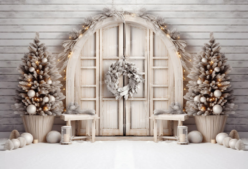 Kate White Christmas Barn Fleece Backdrop for Photography