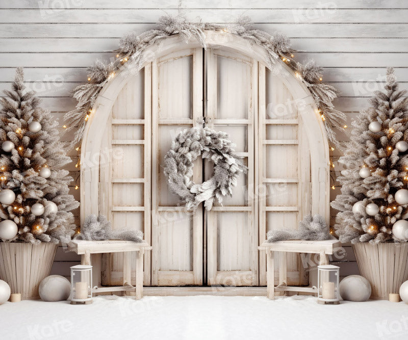 Kate White Christmas Barn Fleece Backdrop for Photography