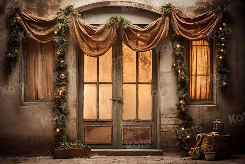 Kate Christmas Old House Backdrop for Photography - Kate Backdrop AU