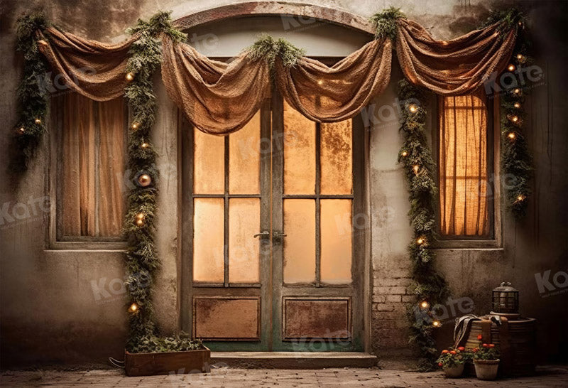 Kate Christmas Old House Backdrop for Photography - Kate Backdrop AU