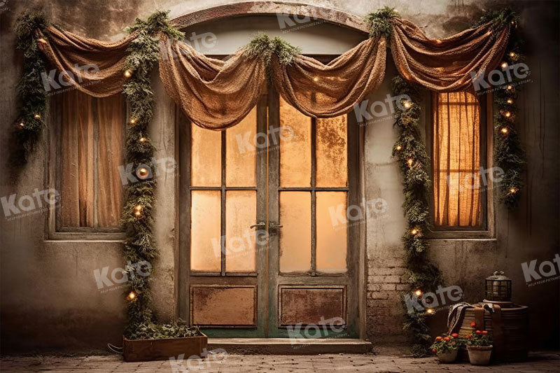 Kate Christmas Old House Backdrop for Photography - Kate Backdrop AU