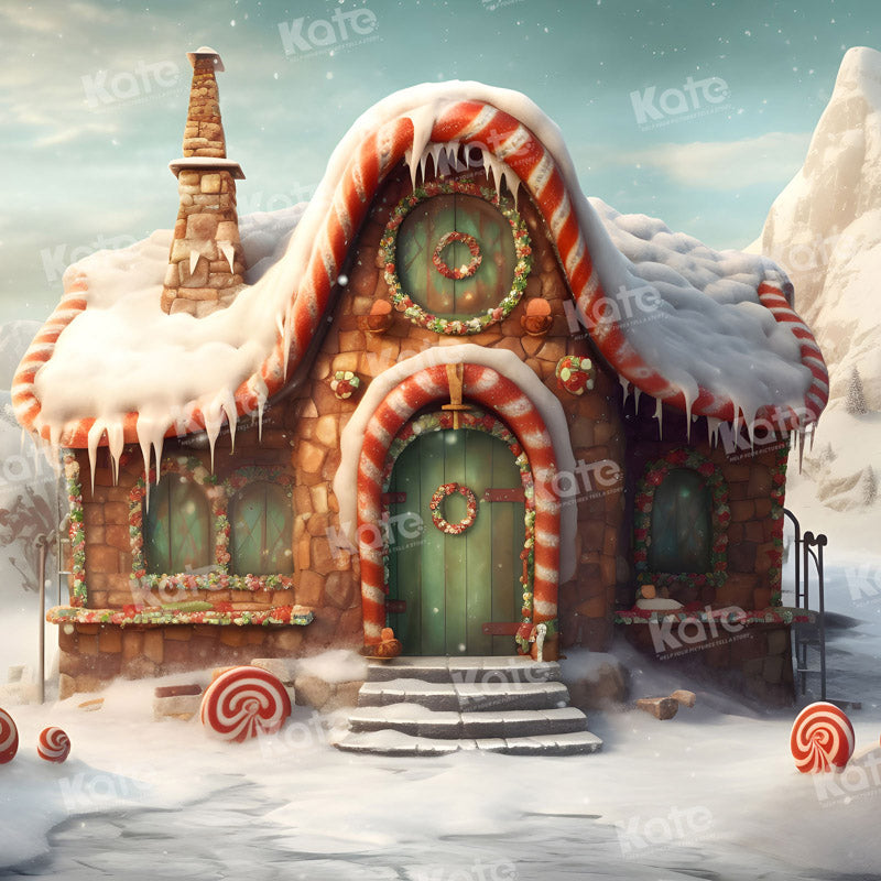 Kate Christmas Candy Lgloos Backdrop for Photography - Kate Backdrop AU