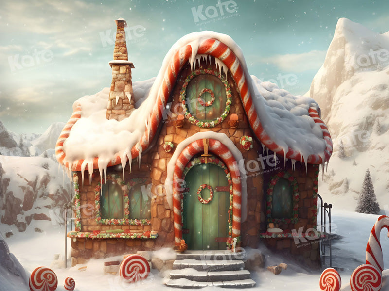 Kate Christmas Candy Lgloos Backdrop for Photography - Kate Backdrop AU