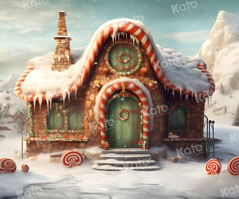 Kate Christmas Candy Lgloos Backdrop for Photography - Kate Backdrop AU