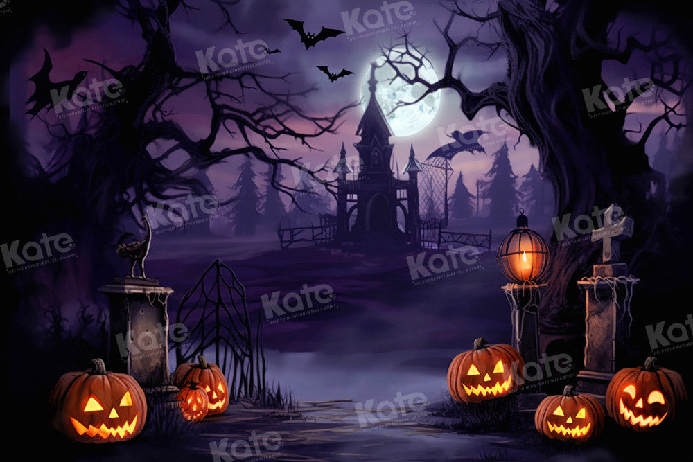 Kate Halloween Pumpkin Night Castle Backdrop Designed by Chain Photography