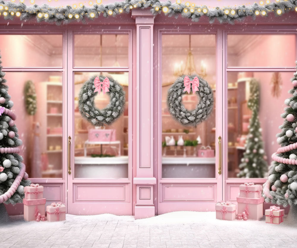 Kate Pink Christmas Snow Backdrop Designed by Chain Photography
