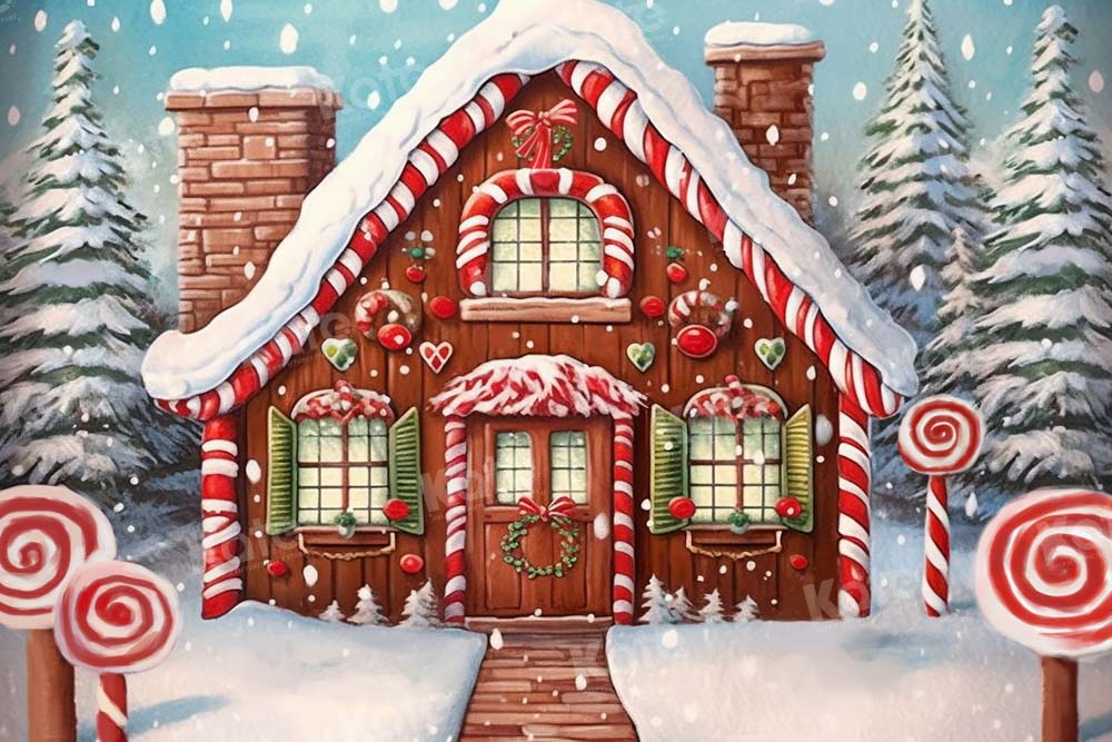 Kate Snow Christmas Tree House Backdrop Winter Designed by GQ