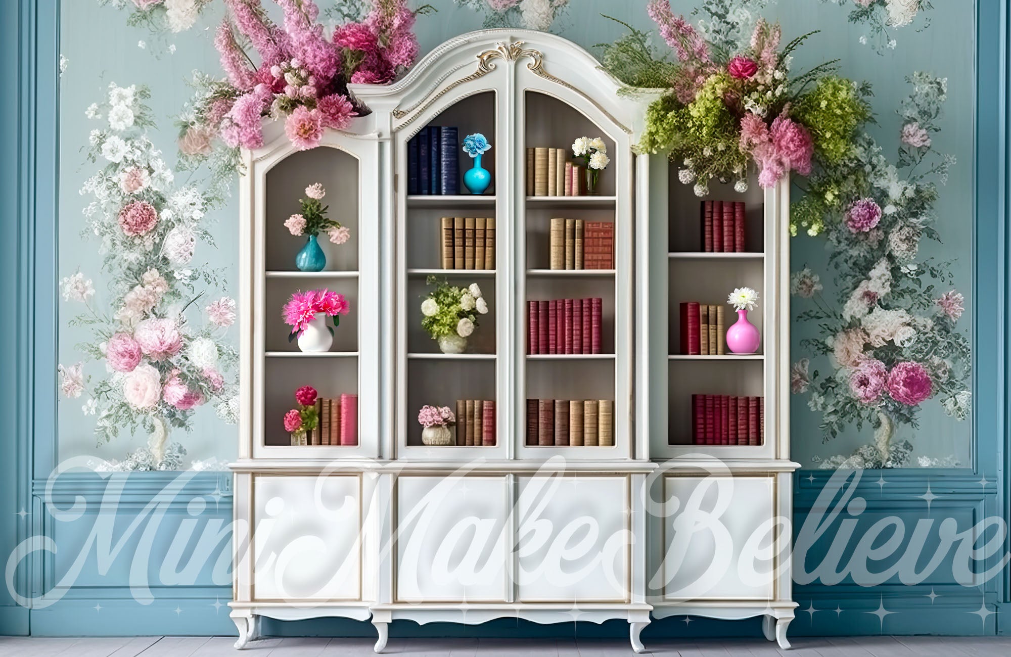 Kate Fancy Interior Bookcase Backdrop Spring Summer Designed by Mini MakeBelieve
