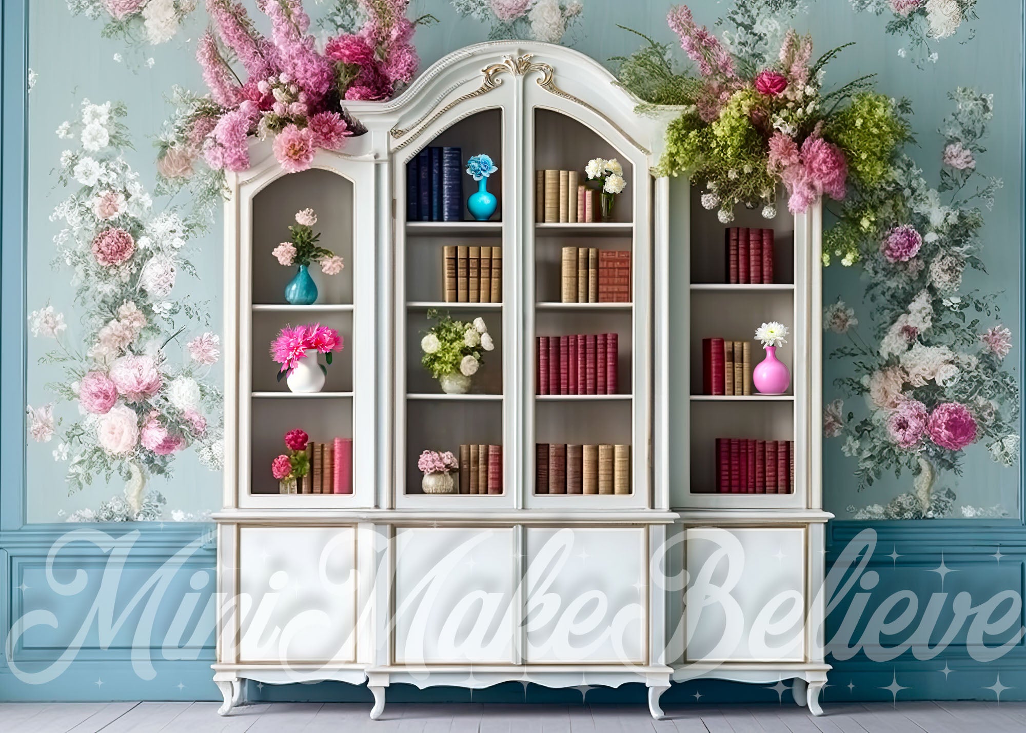 Kate Fancy Interior Bookcase Backdrop Spring Summer Designed by Mini MakeBelieve