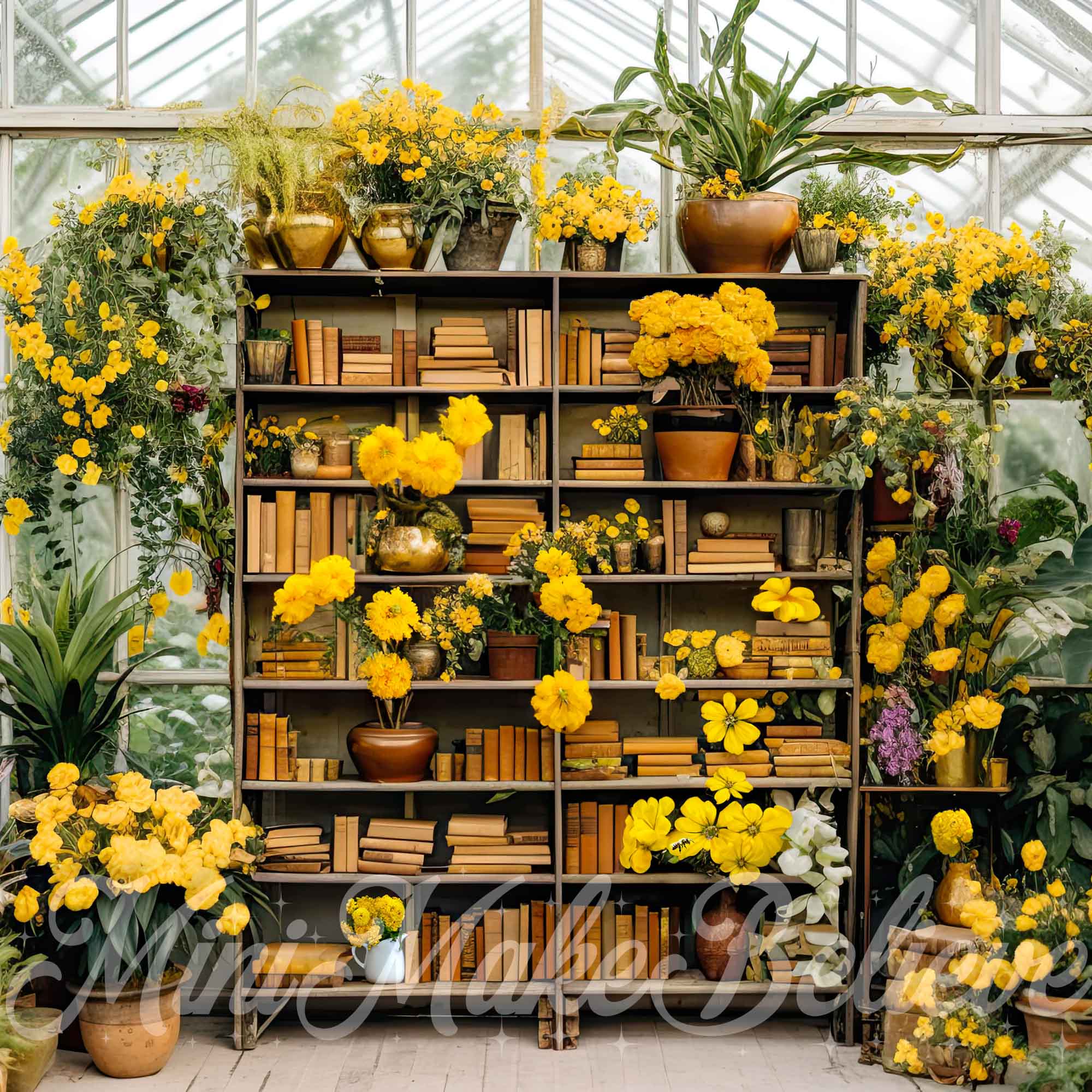 Kate Yellow Greenhouse Backdrop Spring Summer School Designed by Mini MakeBelieve