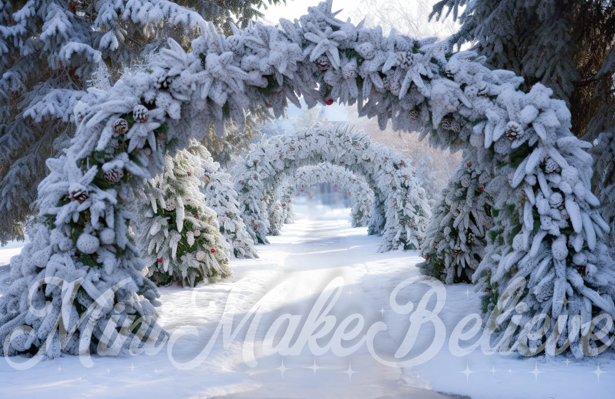 Kate Frosted Pine Arch Winter Backdrop Christmas Designed by Mini MakeBelieve - Kate Backdrop AU