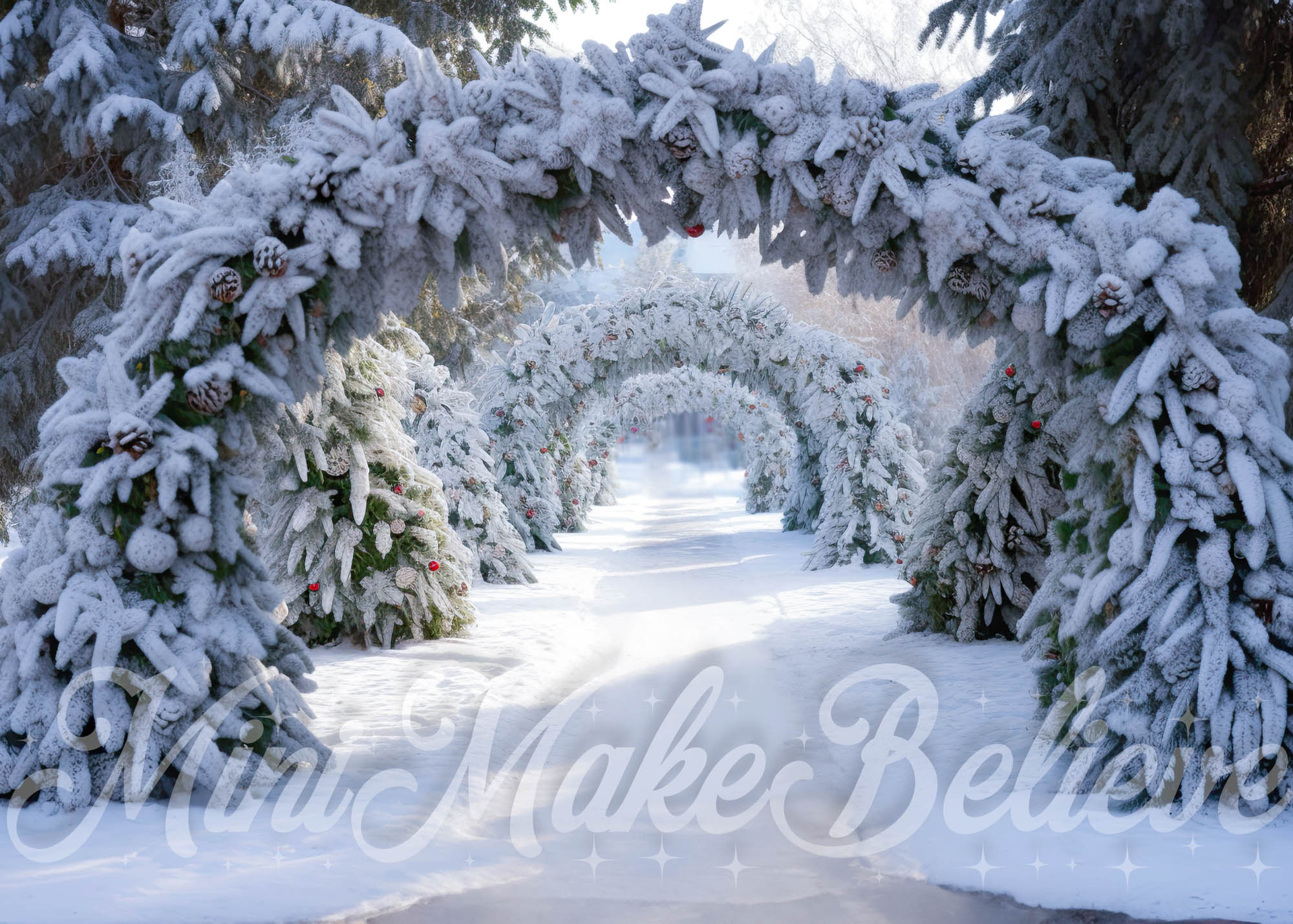 Kate Frosted Pine Arch Winter Backdrop Christmas Designed by Mini MakeBelieve - Kate Backdrop AU