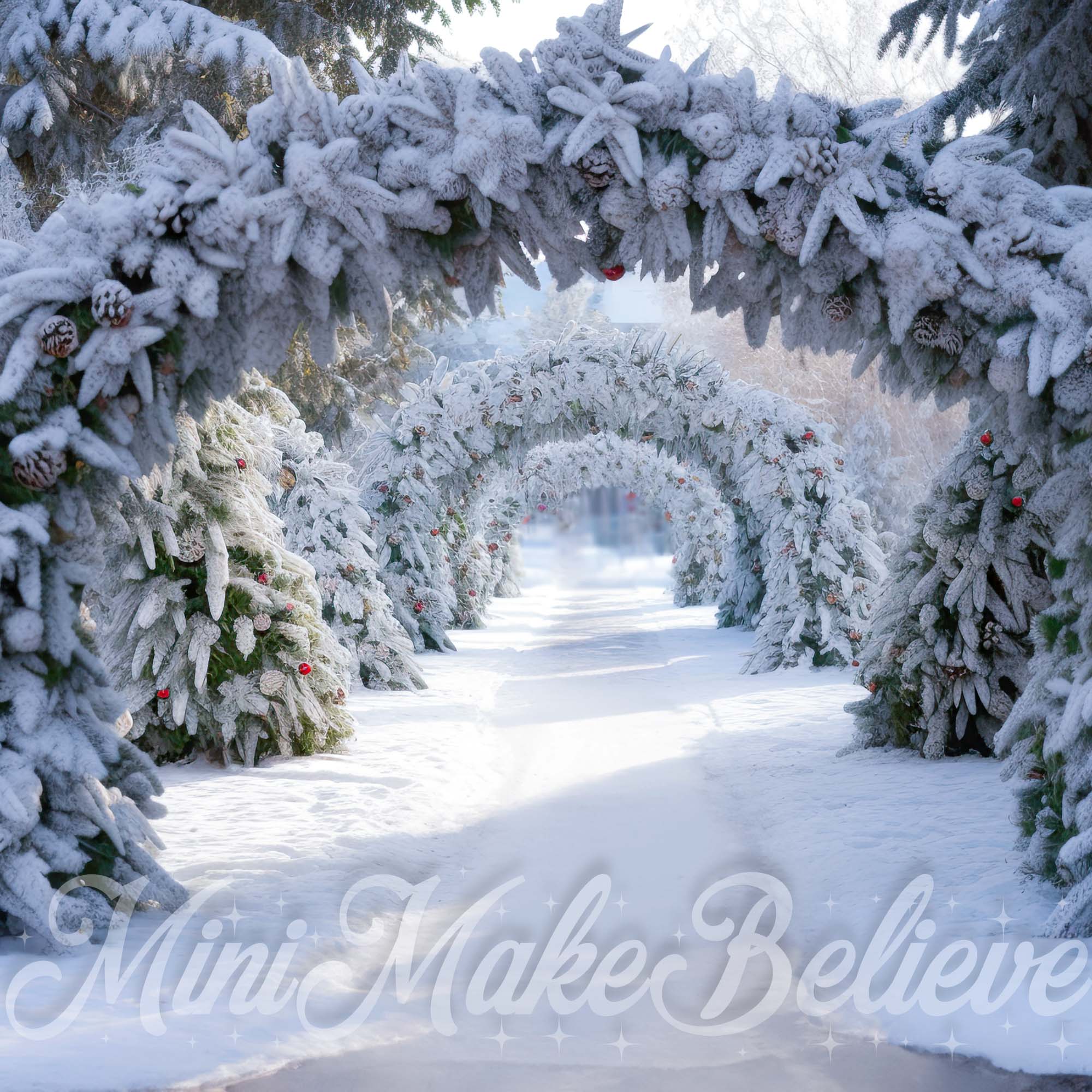 Kate Frosted Pine Arch Winter Backdrop Christmas Designed by Mini MakeBelieve - Kate Backdrop AU