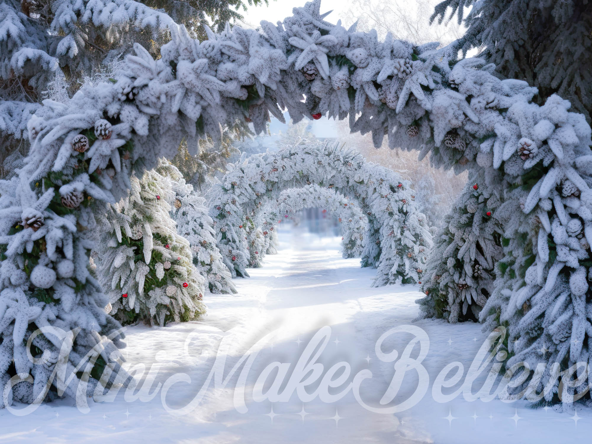 Kate Frosted Pine Arch Winter Backdrop Christmas Designed by Mini MakeBelieve - Kate Backdrop AU
