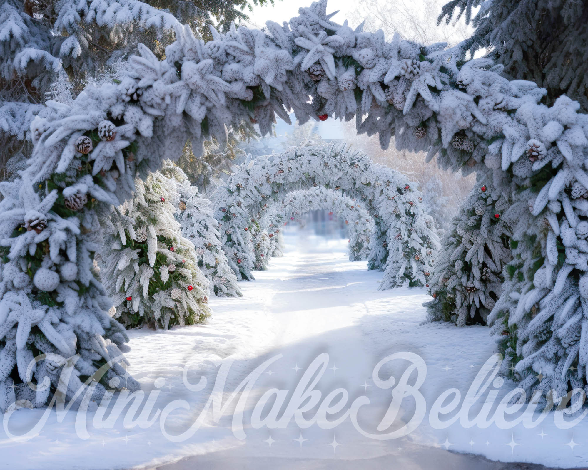 Kate Frosted Pine Arch Winter Backdrop Christmas Designed by Mini MakeBelieve - Kate Backdrop AU