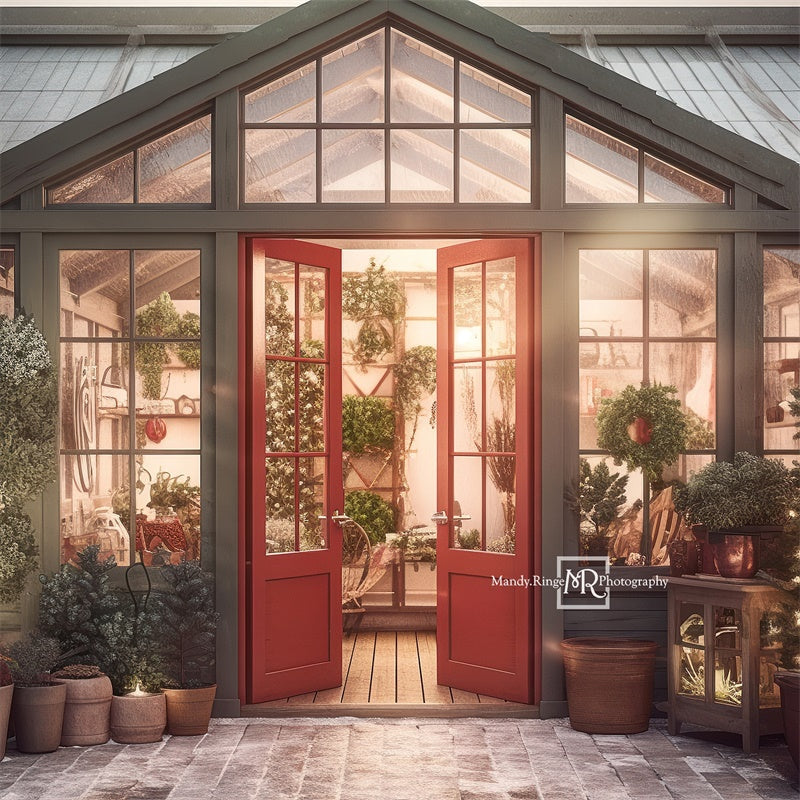 Kate Christmas Holiday Greenhouse Red Backdrop Designed by Mandy Ringe Photography - Kate Backdrop AU