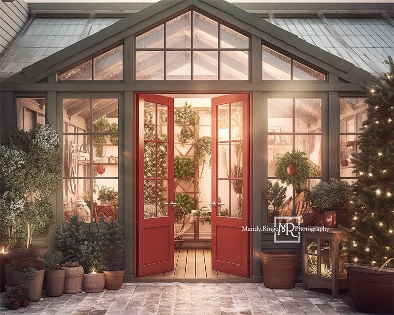 Kate Christmas Holiday Greenhouse Red Backdrop Designed by Mandy Ringe Photography - Kate Backdrop AU