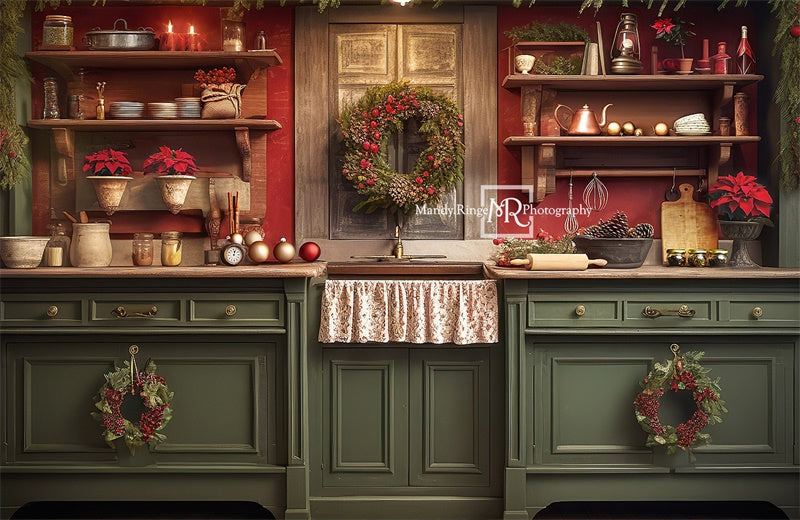 Kate Christmas Kitchen Fleece Backdrop