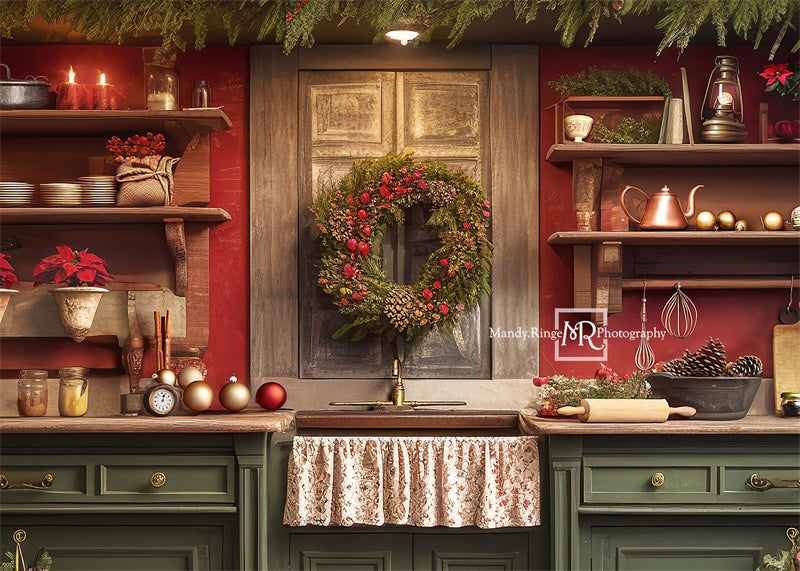 Kate Christmas Kitchen Backdrop Designed by Mandy Ringe Photography - Kate Backdrop AU