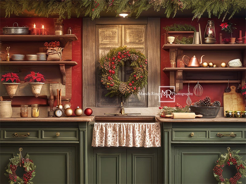 Kate Christmas Kitchen Fleece Backdrop
