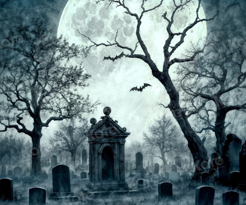 Kate Halloween  Backdrop Graveyard Moon Night for Photography - Kate Backdrop AU
