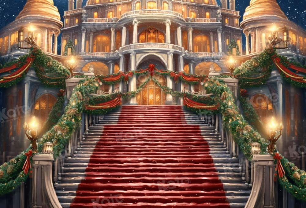 Kate Christmas Party Grand Staircase Backdrop Designed by Emetselch - Kate Backdrop AU