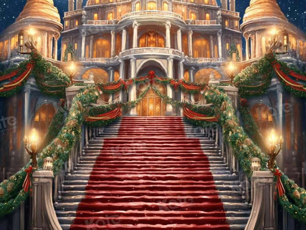 Kate Christmas Party Grand Staircase Backdrop Designed by Emetselch - Kate Backdrop AU
