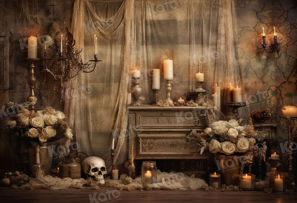 Kate Halloween Skull Candle Backdrop Designed by Emetselch