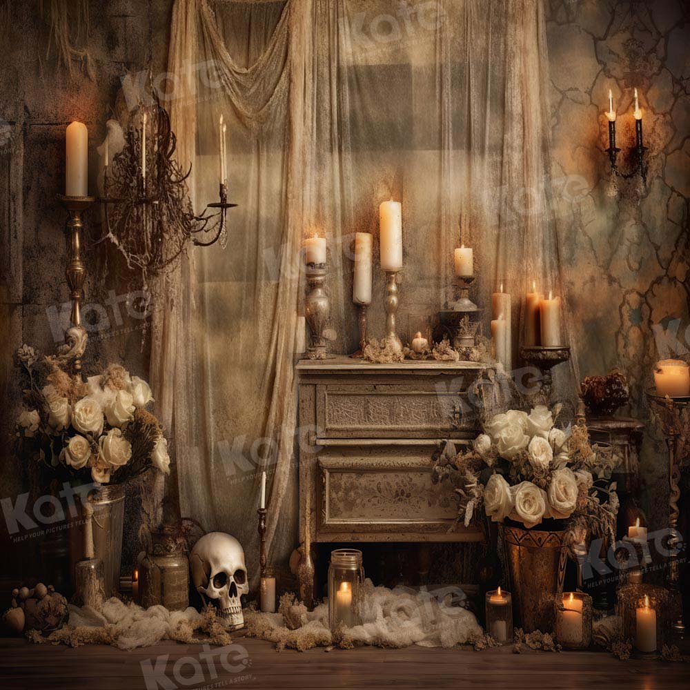 Kate Halloween Skull Candle Backdrop Designed by Emetselch