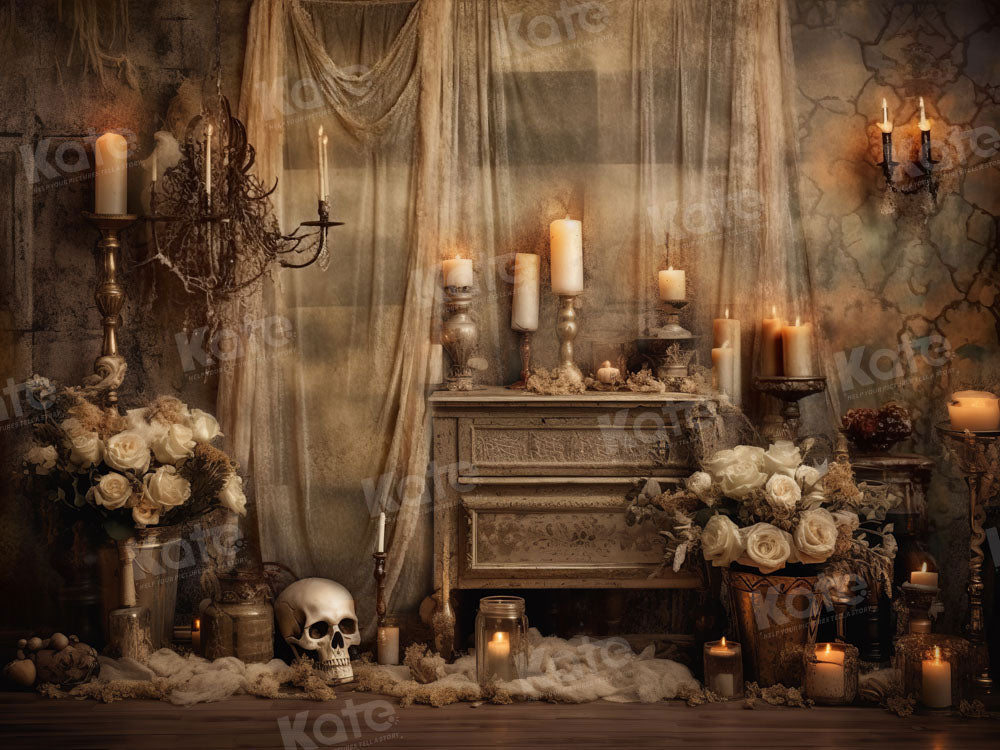 Kate Halloween Skull Candle Backdrop Designed by Emetselch