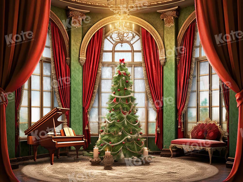Kate Christmas Tree Piano Window Backdrop Designed by Emetselch