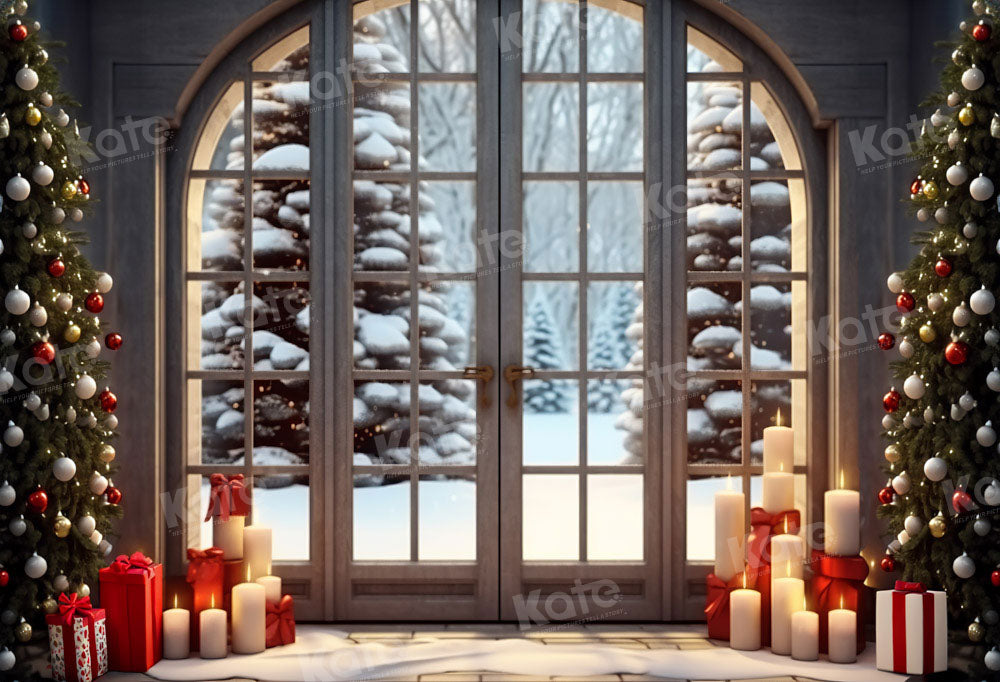 Kate Snow Christmas Tree Backdrop Arched Door Designed by Emetselch - Kate Backdrop AU